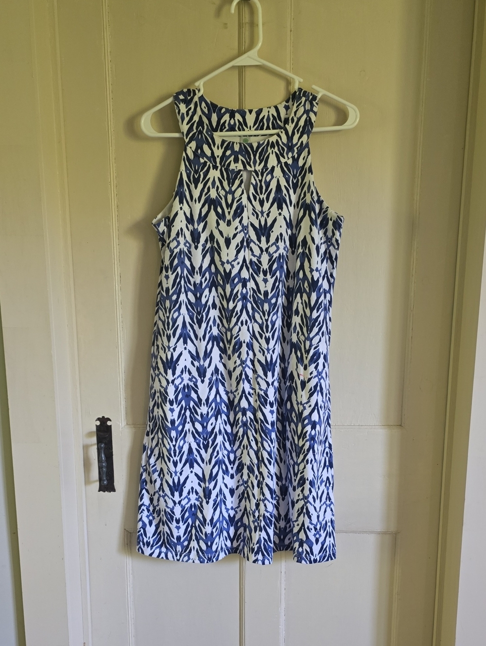Aventura Blue and White Printed Sleeveless Mini Dress